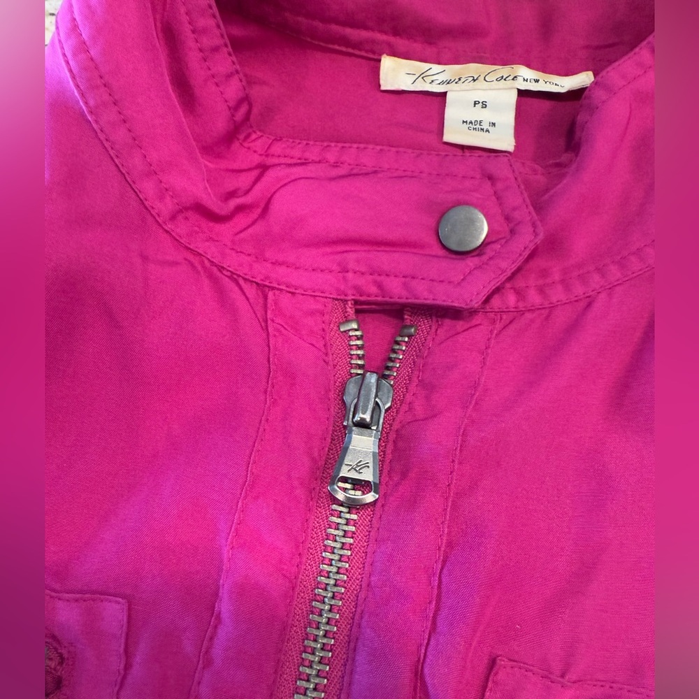 Kenneth Cole vibrant pink 100% silk jacket SZ PS - Picture 4 of 11